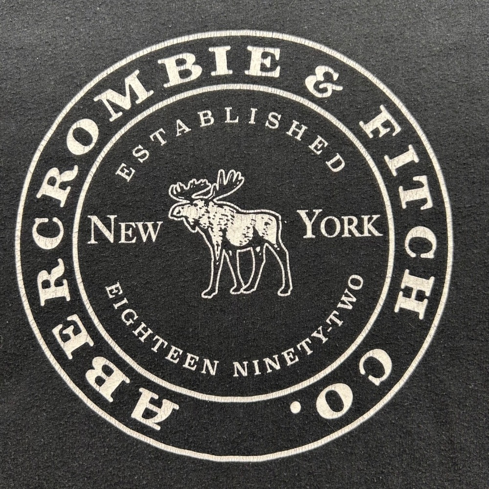 Y2K Abercrombie & Fitch Moose Logo Graphic T-Shirt Mens M Black Muscle Fit